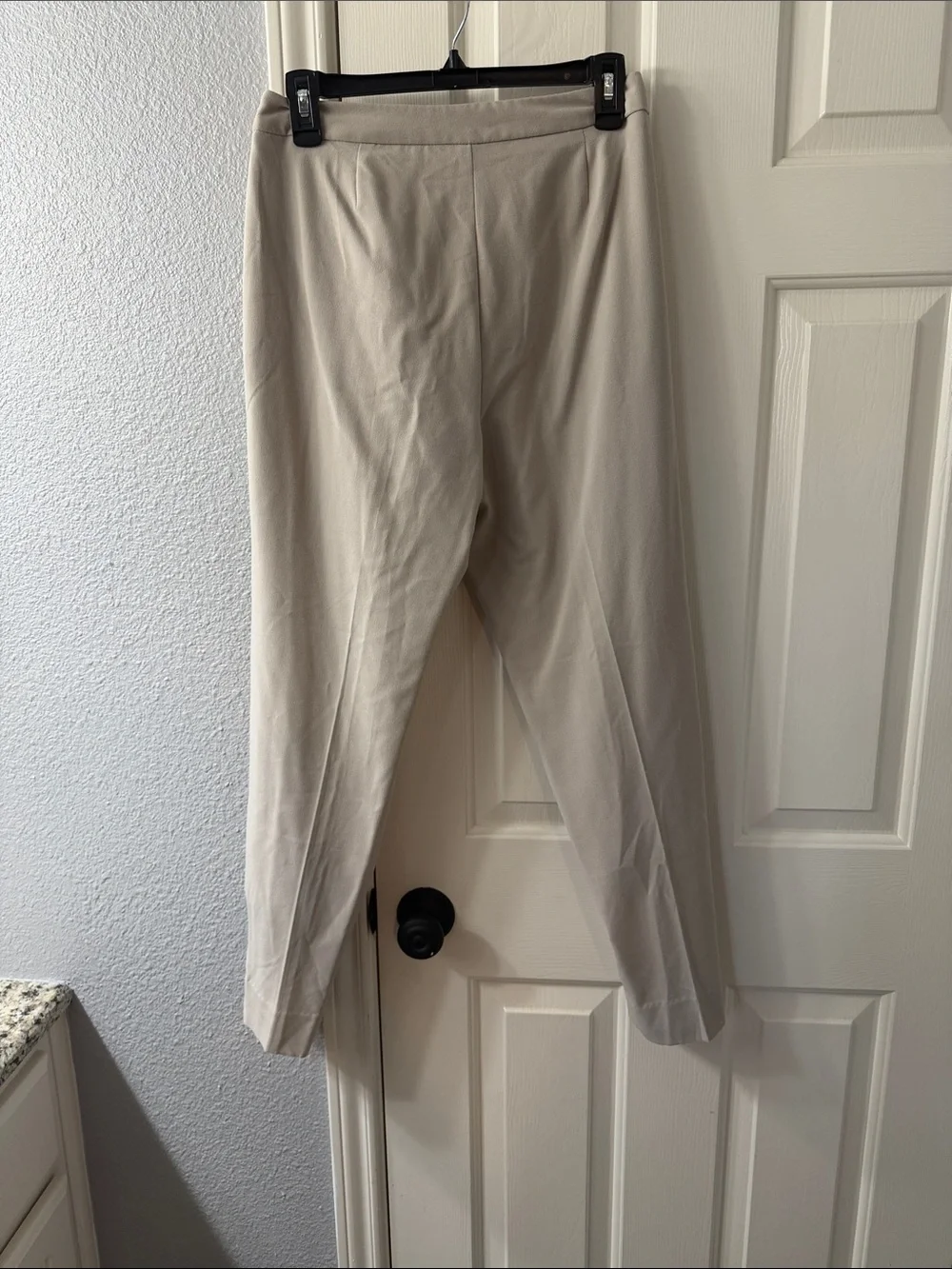Calvin Klein Beige Straight-Leg Pants with Gold Zippers